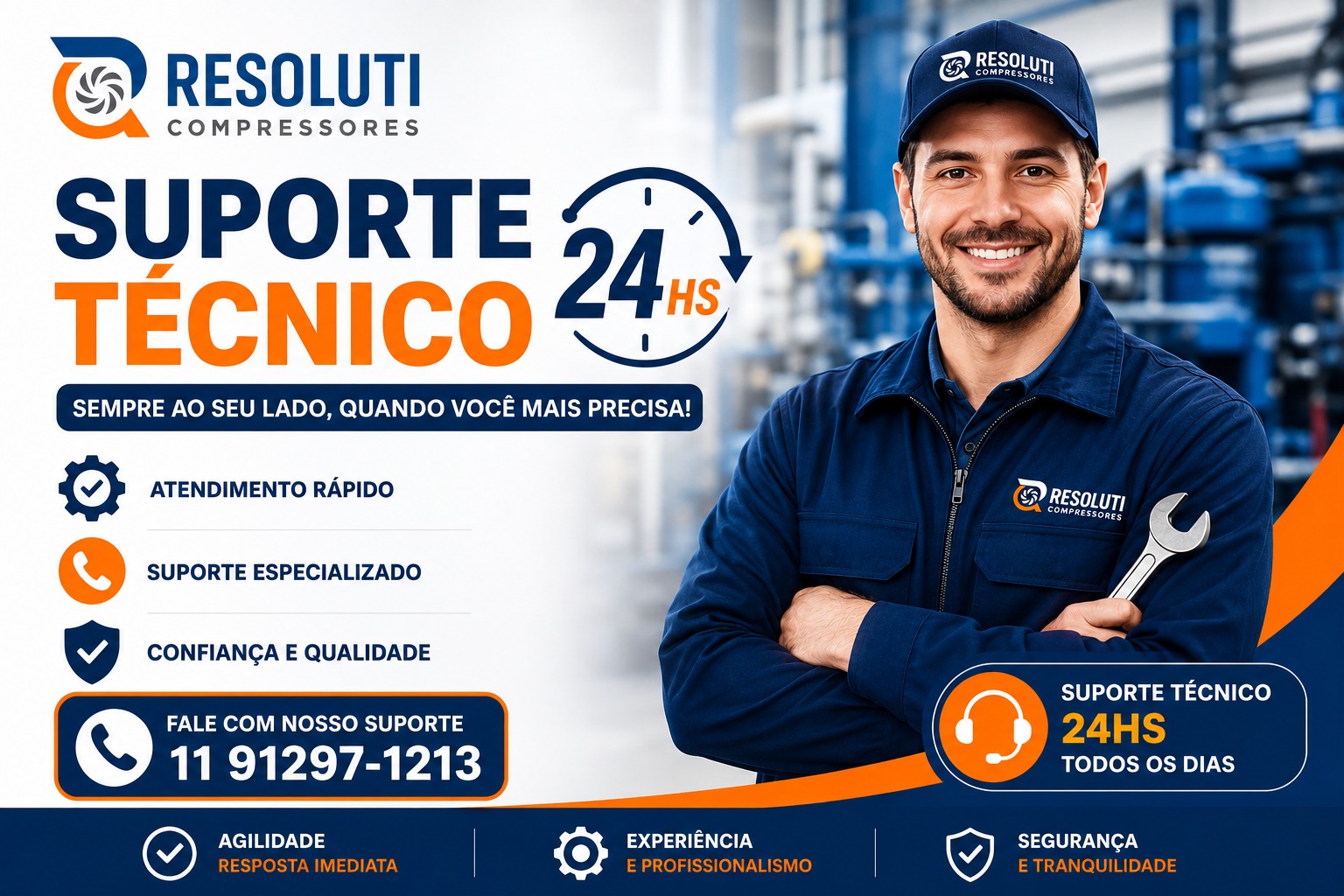 Suporte técnico 24h Resoluti Compressores